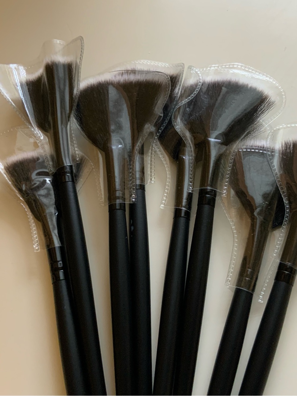 8-Pack Fan Makeup Brushes Set Black Handle Synthetic Bristles Applicators New